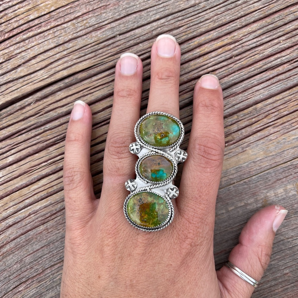 Handmade turquoise and silver ring